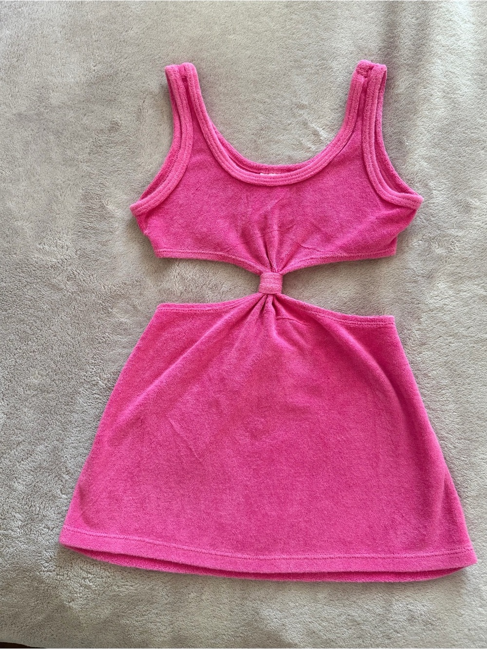 Girls Pink Terry Cloth Cutout Mini Dress Beach Cover up Size 6